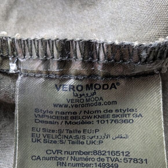 Vero Moda Olive military Green Khaki Lyocell Full Midi Skirt SMALL pockets - Picture 8 of 10